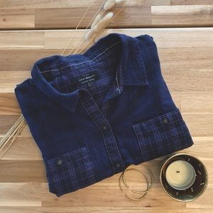 Lucky Brand Blue Navy Flannel Plaid Tunic Fit